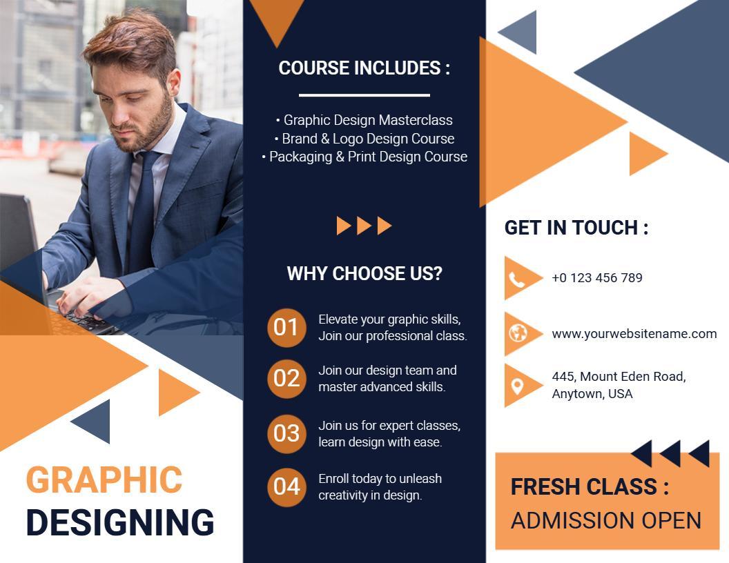 Modern Geometric Graphic Design Courses Enrollment Brochure Template