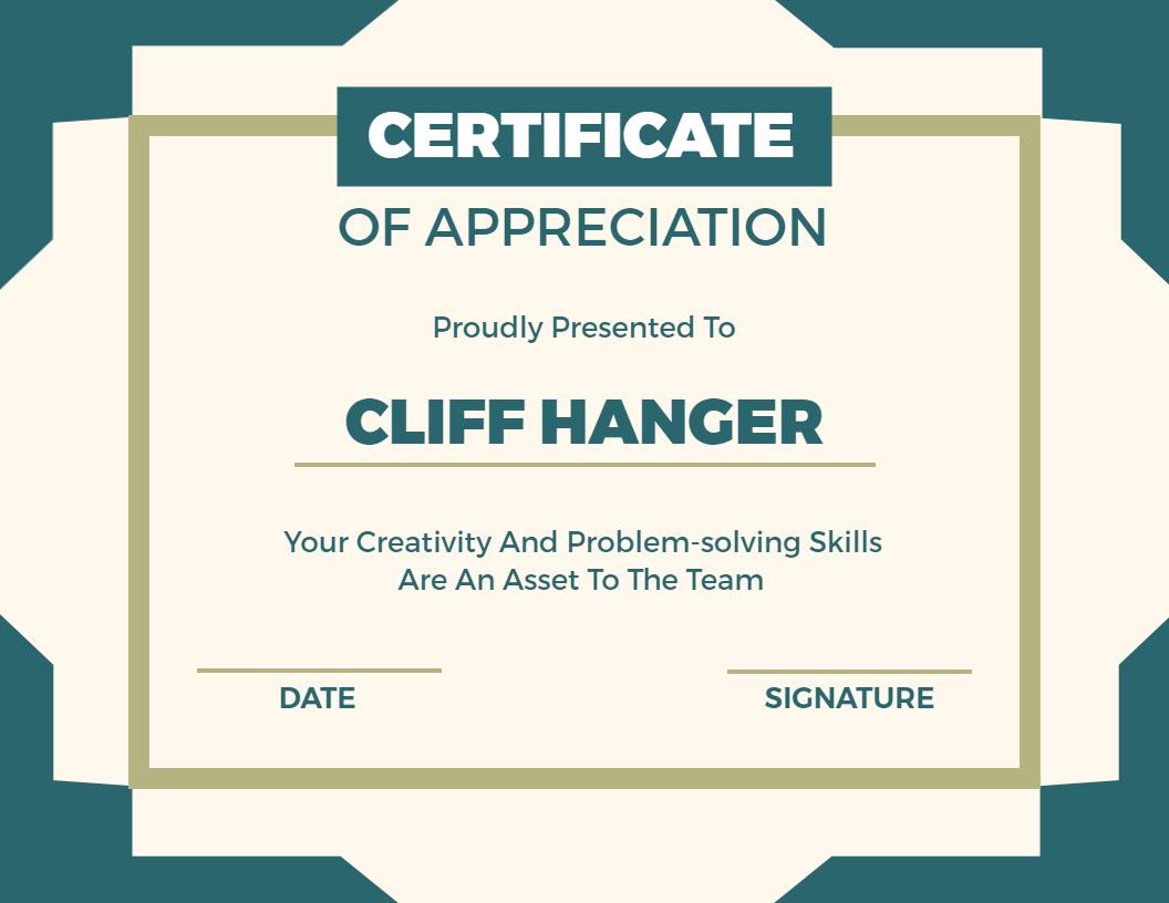 Modern Geometric Green Team Appreciation Certificate Template