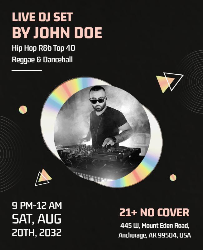 Modern Geometric Live DJ Set Music Event Poster Template