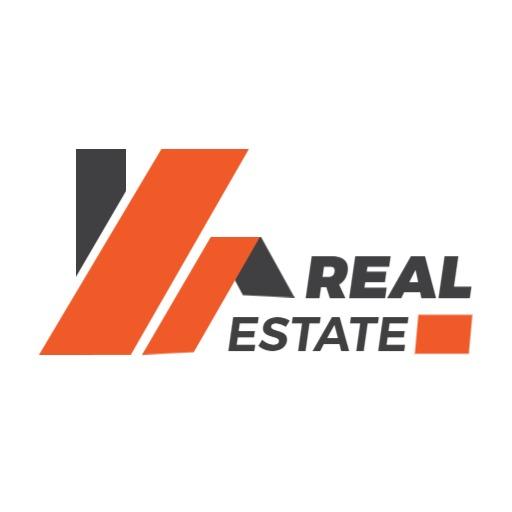 Modern Geometric Orange Real Estate Logo Design for Agents Logo Template