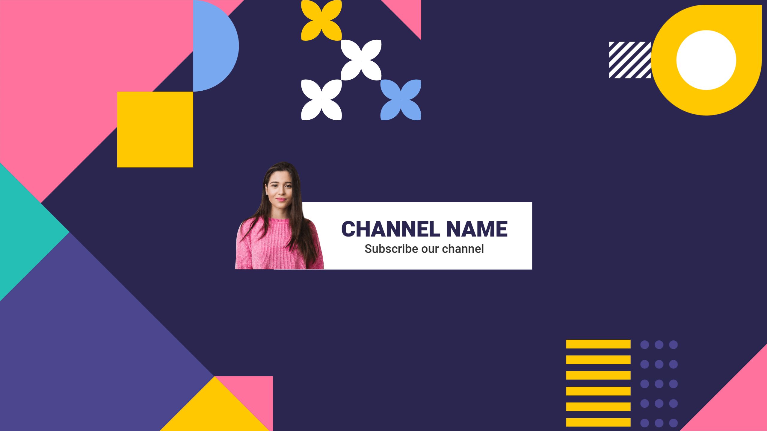 Modern Geometric Shapes with Bold Colors YouTube Banner Template