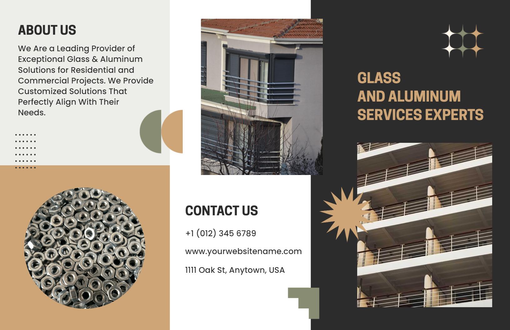 Modern Glass and Aluminum Services Tri Fold Brochure Template