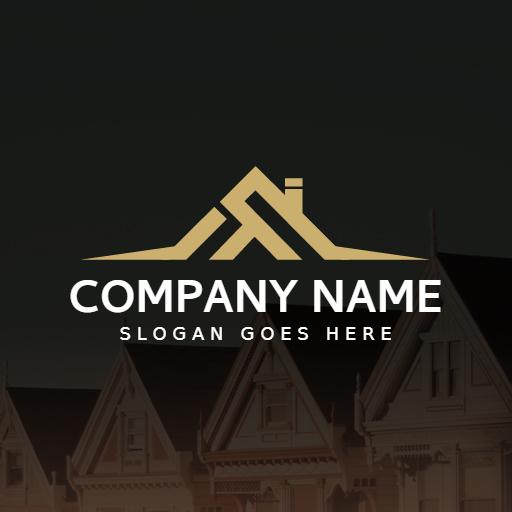 Modern Gold Roofing Design Showcasing Quality Craftsmanship Logo Template