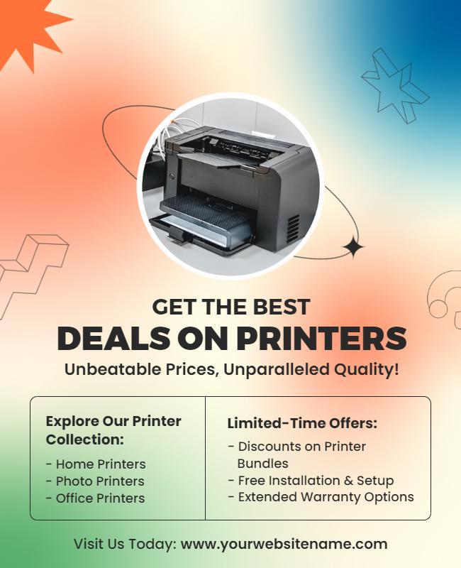 Modern Gradient Design for Printer Deals Promotional Poster Template