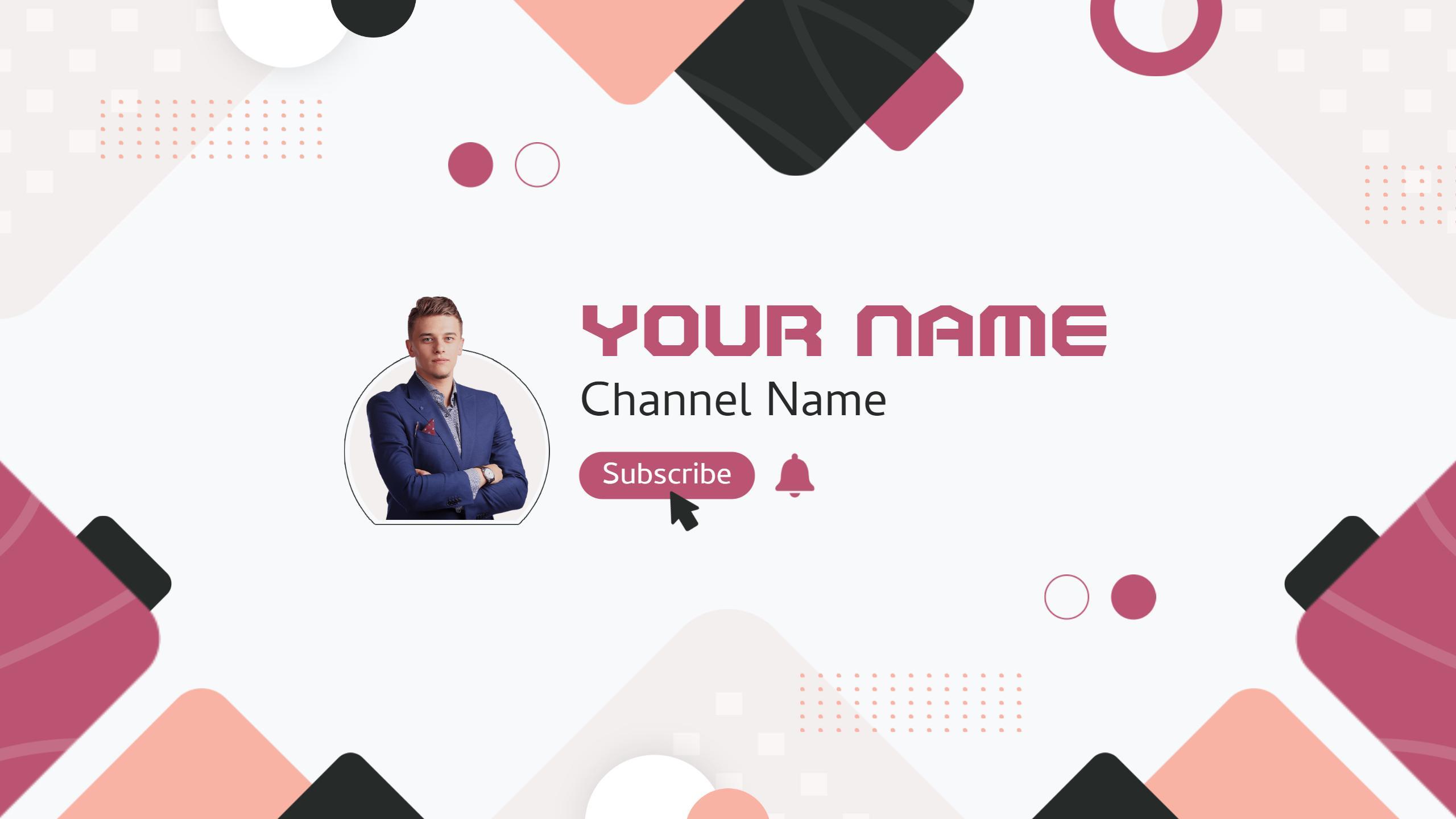 Modern Graphic Design with Pink and Black Elements YouTube Banner Template