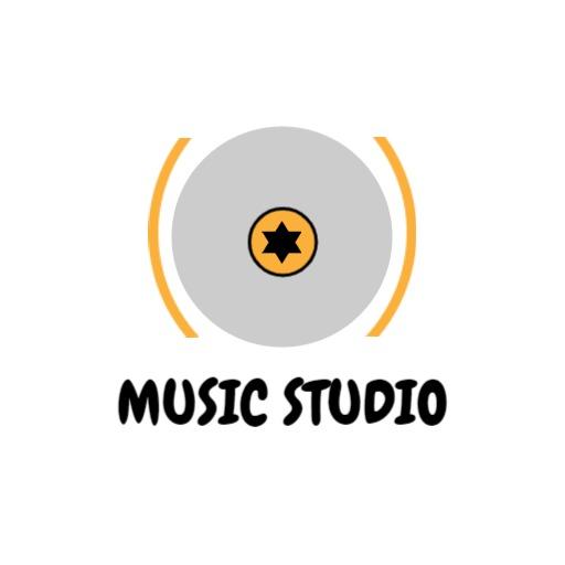 Modern Gray and Yellow Music Studio Design Logo Template