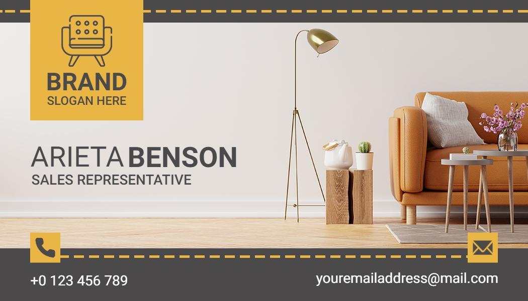 Modern Gray Minimalist Furniture Sales Visiting Card Template