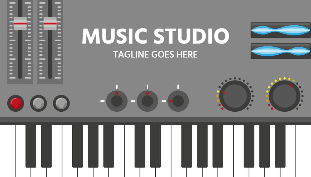 Modern Gray Music Studio Equipment Business Card Template
