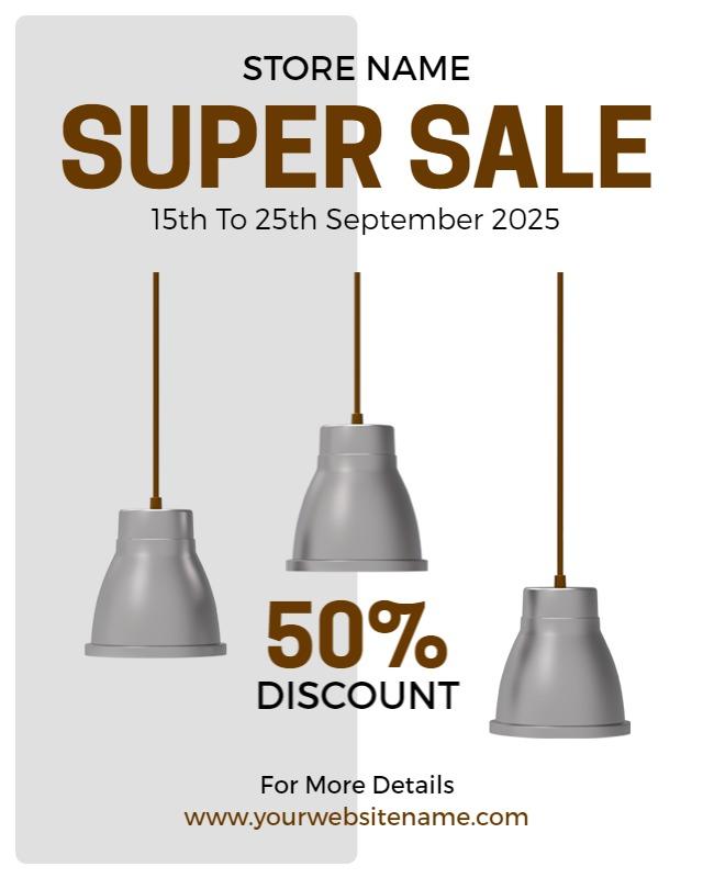 Modern Gray Pendant Light Super Sale Poster Template