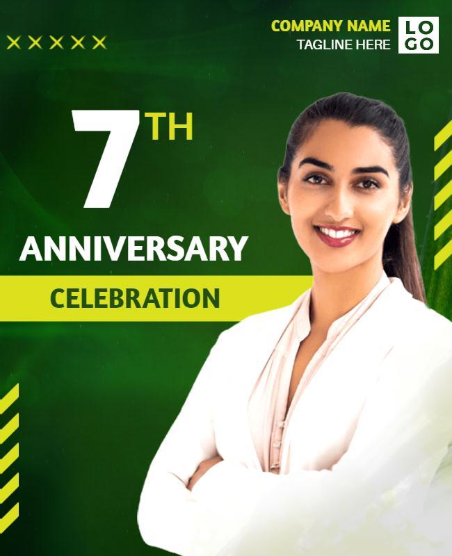 Modern Green 7th Anniversary Celebration Poster Template