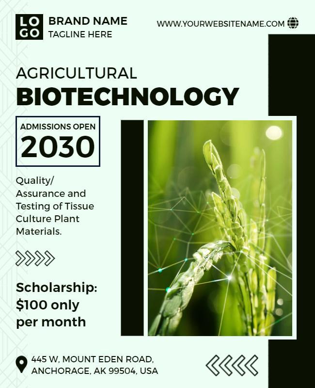 Modern Green Agricultural Biotechnology Admissions Open Poster Template