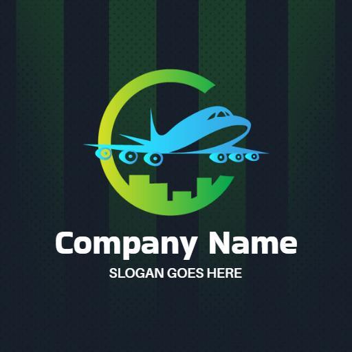 Modern Green and Blue Aviation Design for Transportation Logo Template