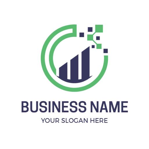 Modern Green and Blue Business Growth Analytics Logo Template