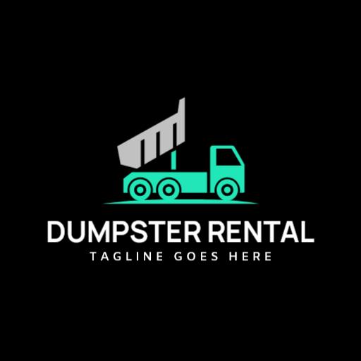 Modern Green and Gray Truck Design for Dumpster Rental Logo Template