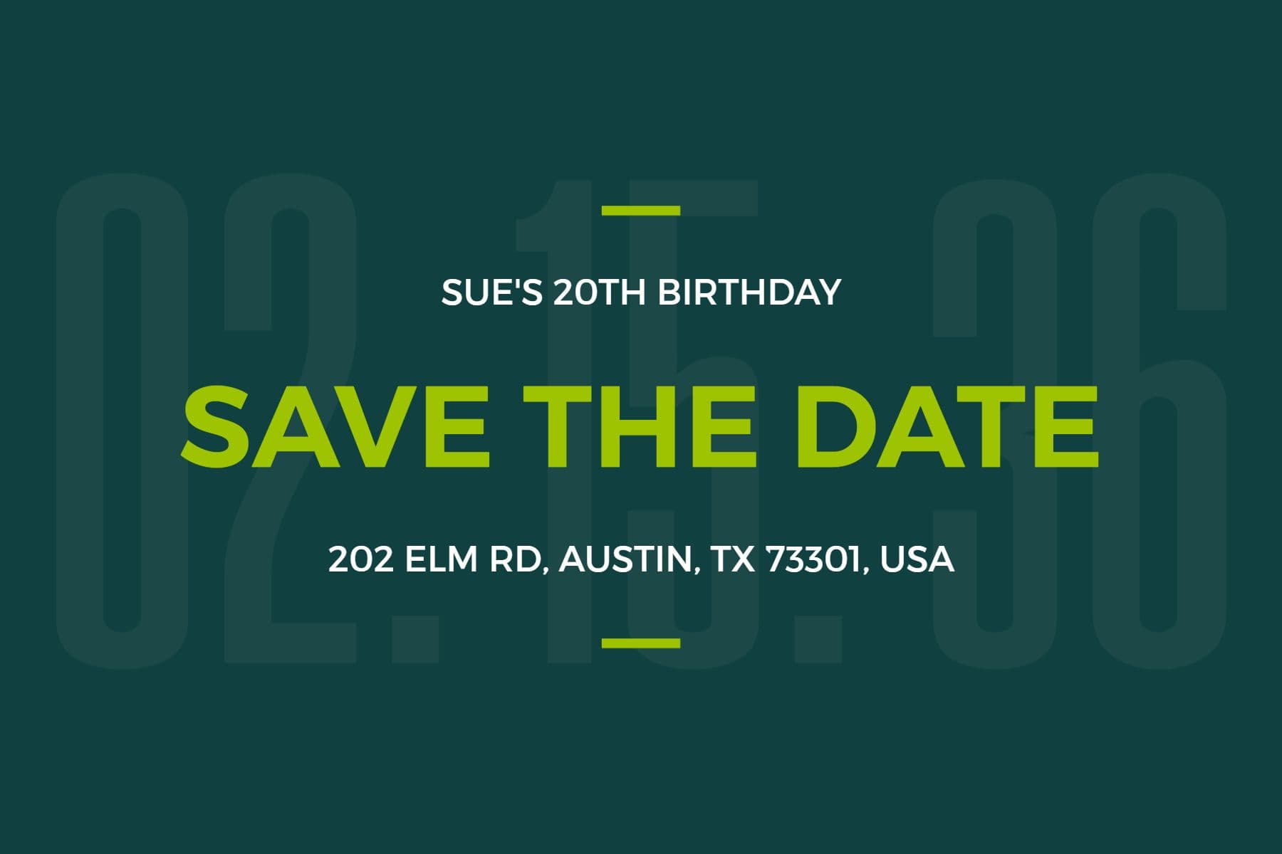 Modern Green Birthday Save the Date Postcard Template