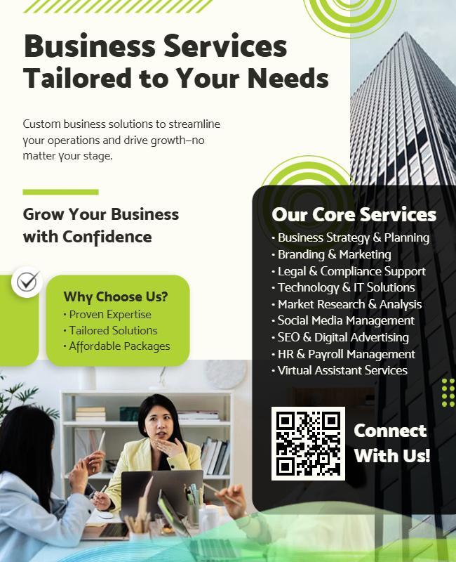 Modern Green Business Service Solutions Promotion Flyer Template