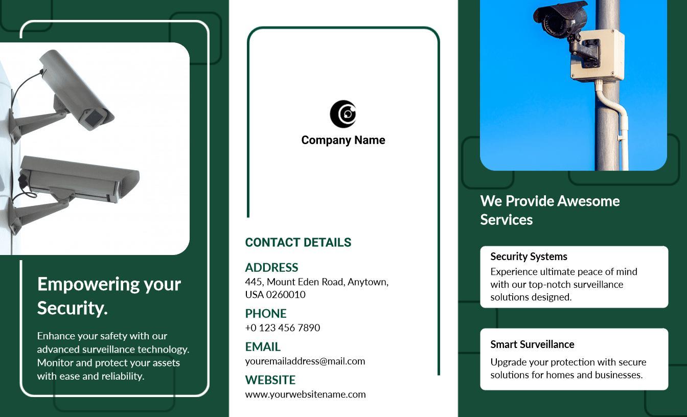 Modern Green CCTV Security Systems and Services Brochure Template