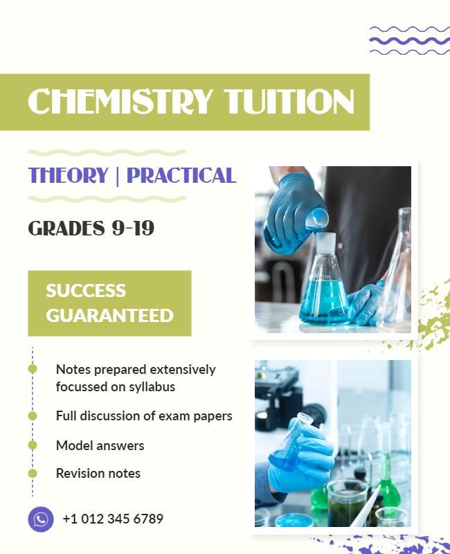 Modern Green Chemistry Tuition for Grades 9-19 Poster Template