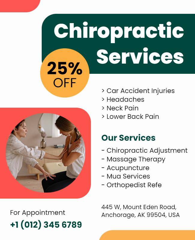Modern Green Chiropractic Services Discount Flyer Template