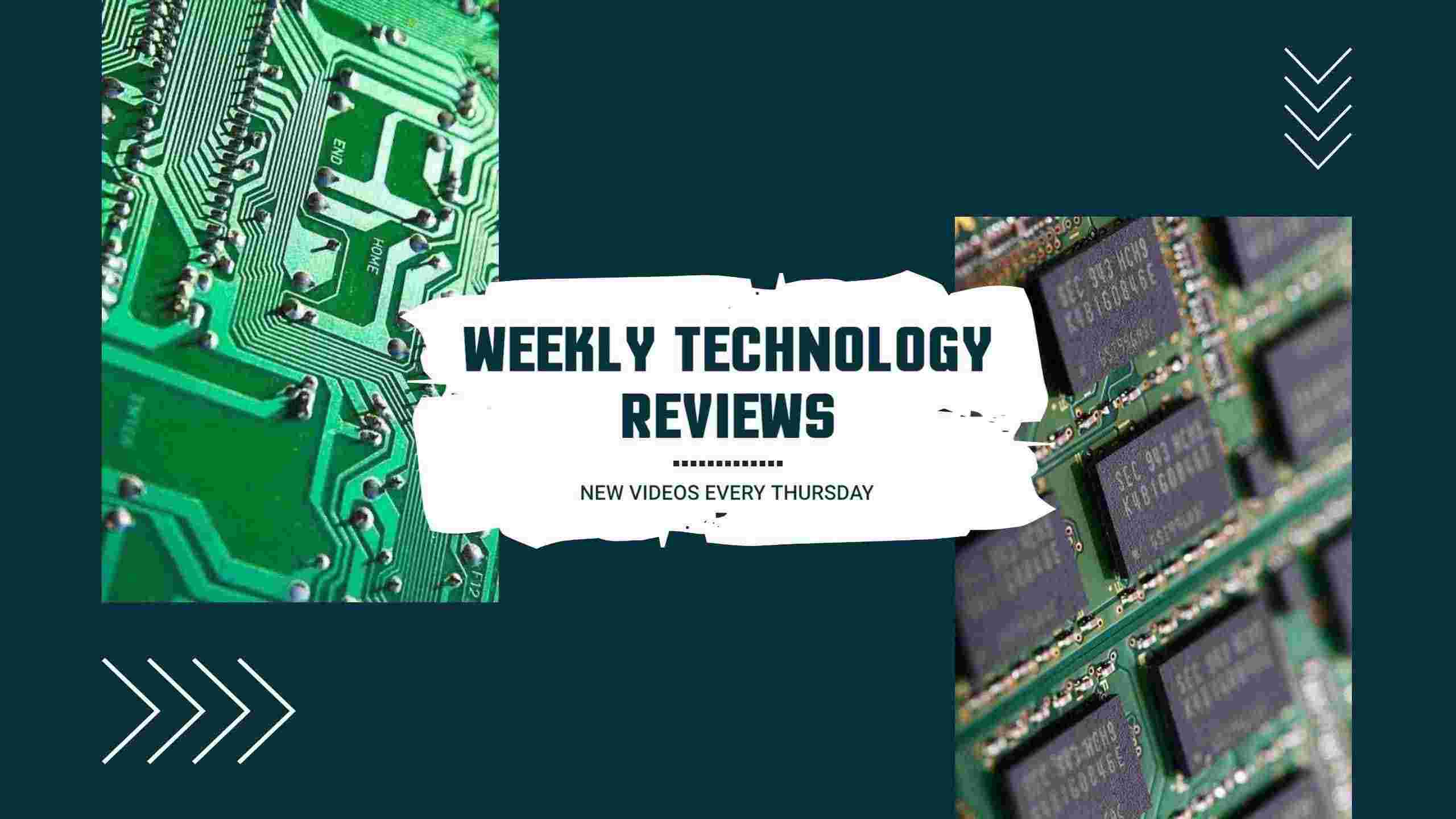 Modern Green Circuit Board for Weekly Technology Reviews Banner Template