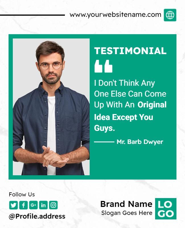 Modern Green Client Testimonial Feedback Poster Template