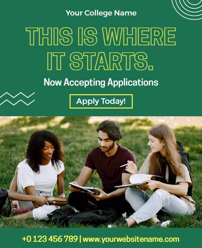 Modern Green College Application Invitation Poster Template