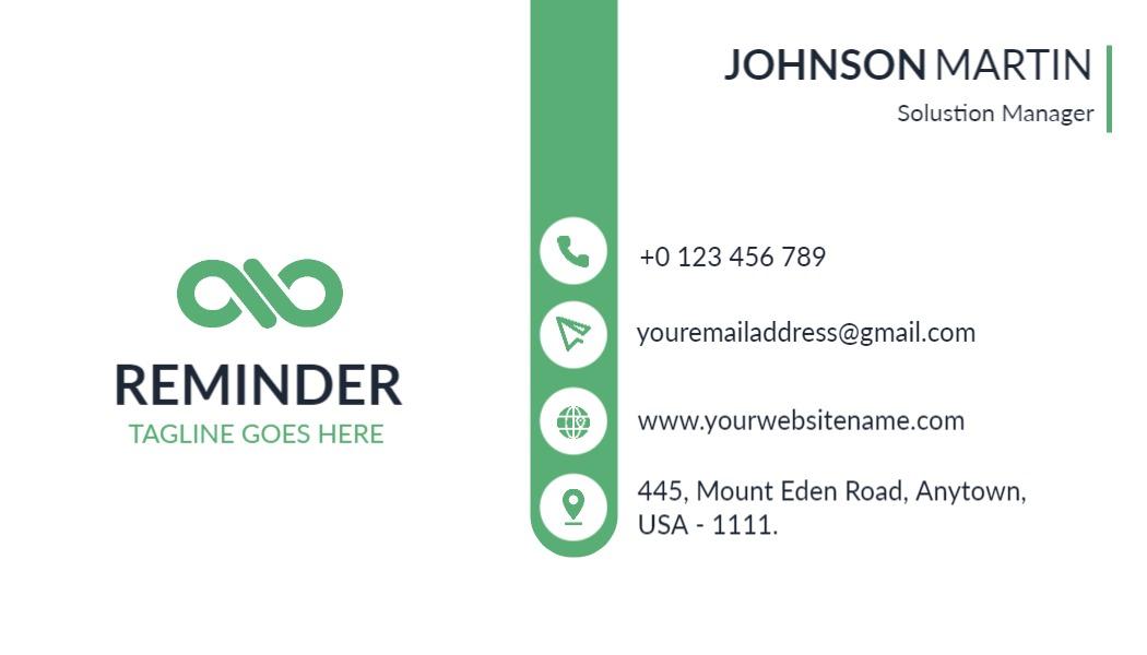Modern Green Corporate Solution Manager Business Card Template