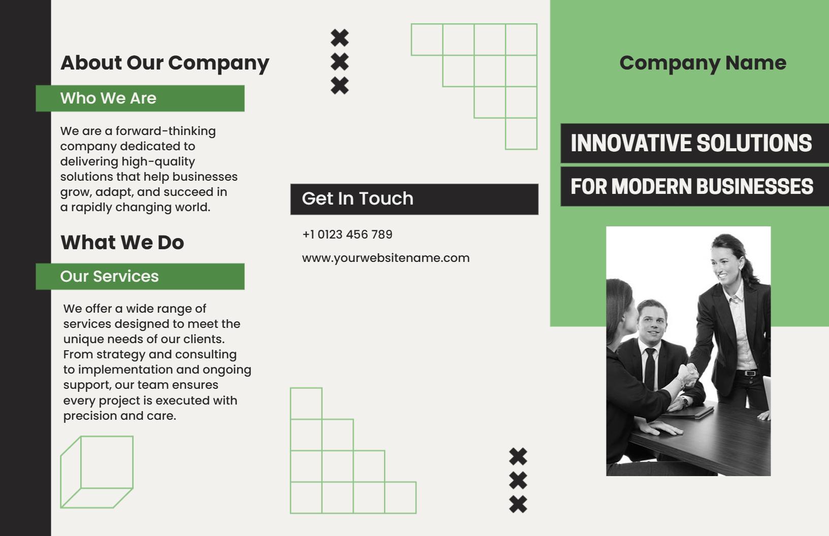 Modern Green Corporate Solutions for Business Growth Brochure Template