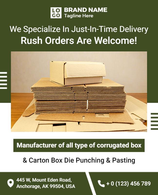 Modern Green Corrugated Box Manufacturing Service Poster Template