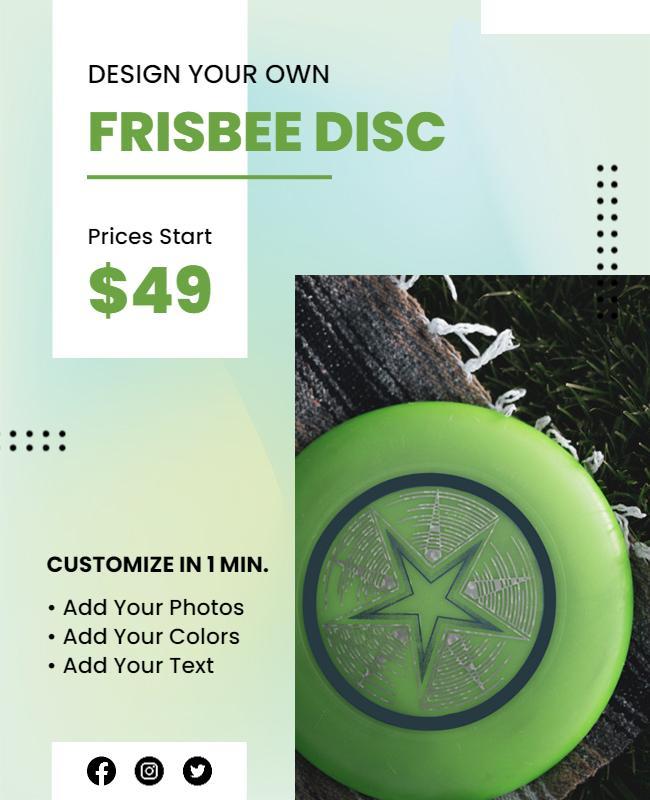 Modern Green Customizable Frisbee Disc Design Poster Template