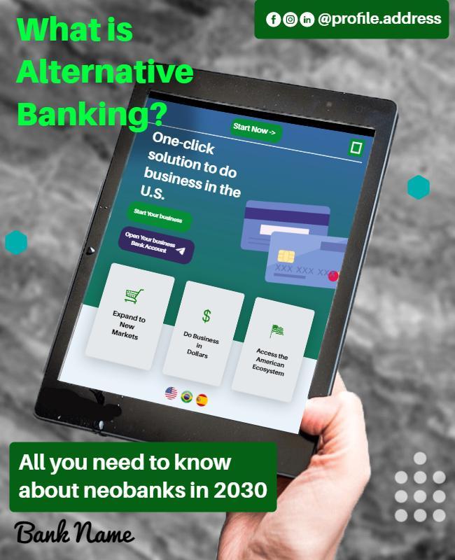 Modern Green Digital Alternative Banking Solutions Poster Template