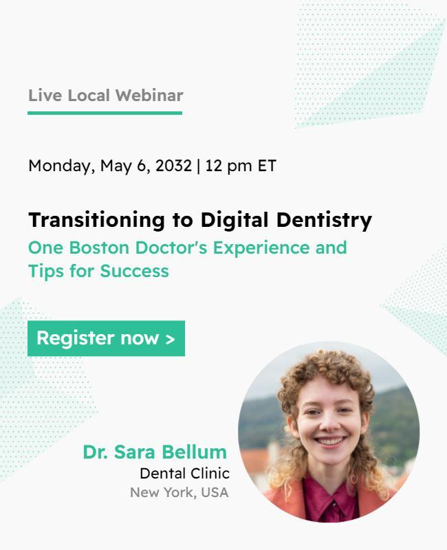 Modern Green Digital Dentistry Webinar Announcement Poster Template