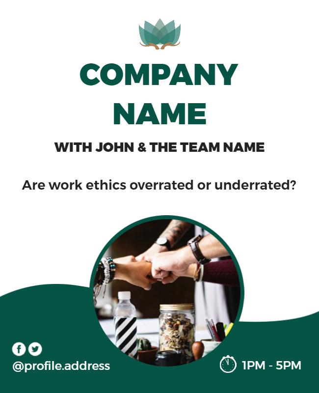 Modern Green Discussion on Work Ethics Poster Template