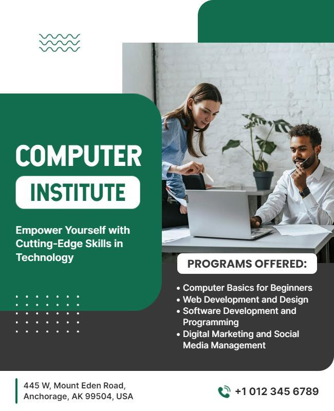 Modern Green Educational Technology Skills Poster Template