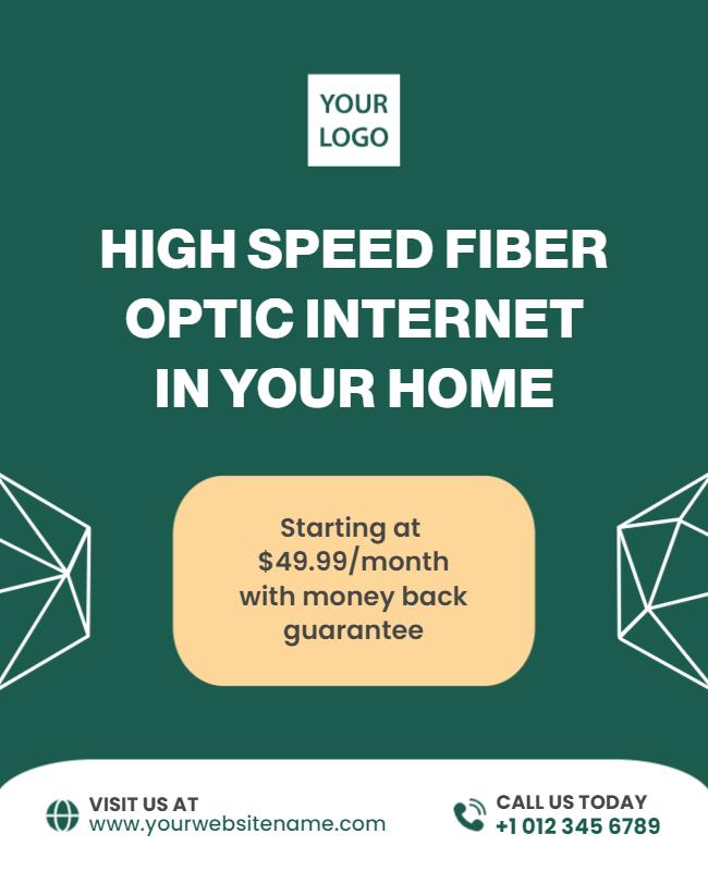 Modern Green Fiber Optic Internet Service Offer Poster Template