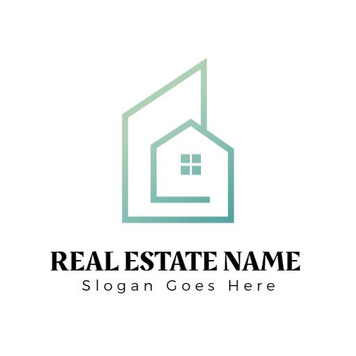 Modern Green Geometric House Design in Real Estate Logo Template