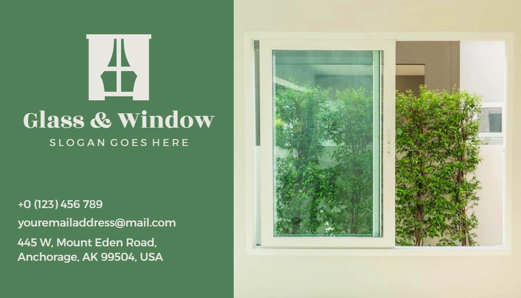 Modern Green Glass and Window Business Card Template