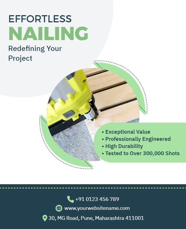 Modern Green Home Improvement Nailing Tool Poster Template