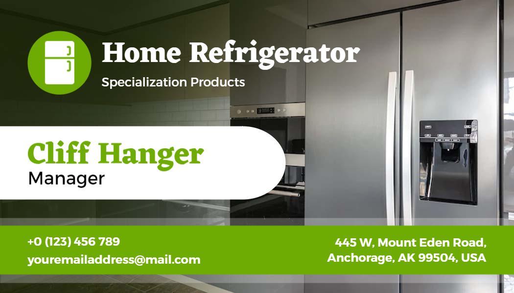 Modern Green Home Refrigerator Specialization Visiting Card Template