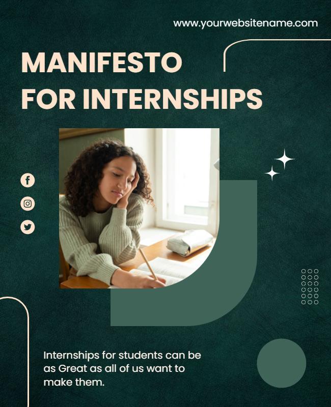 Modern Green Internship Manifesto Creative Design Poster Template