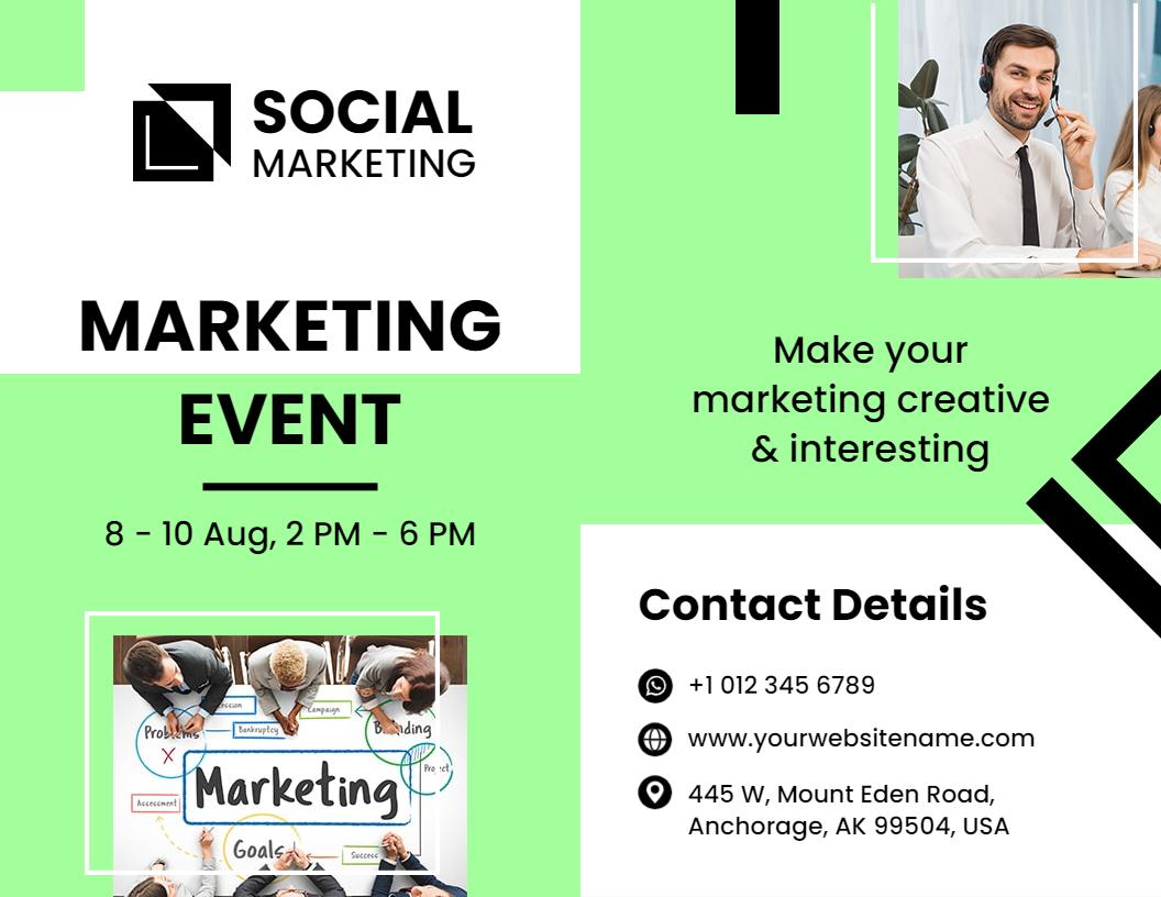 Modern Green Marketing Event Announcement Brochure Template