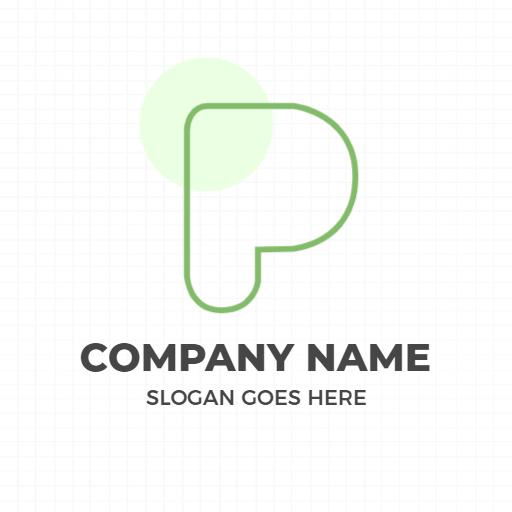 Modern Green Minimalistic P Letter with Company Focus Logo Template