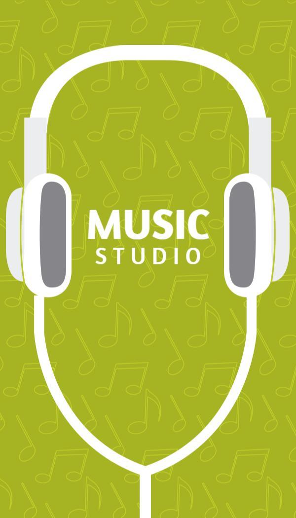 Modern Green Music Studio with Headphones Design Business Card Template