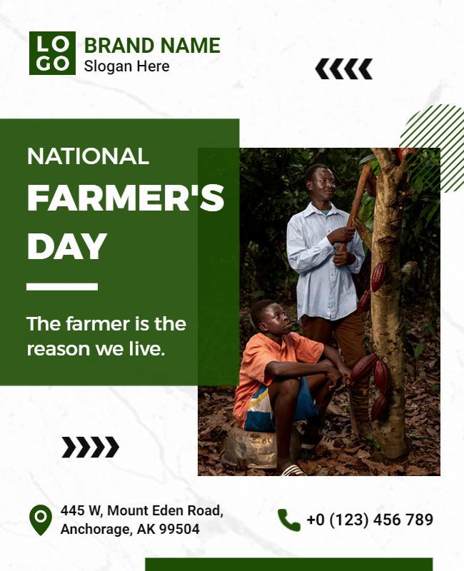 Modern Green National Farmers Day Celebration Poster Template