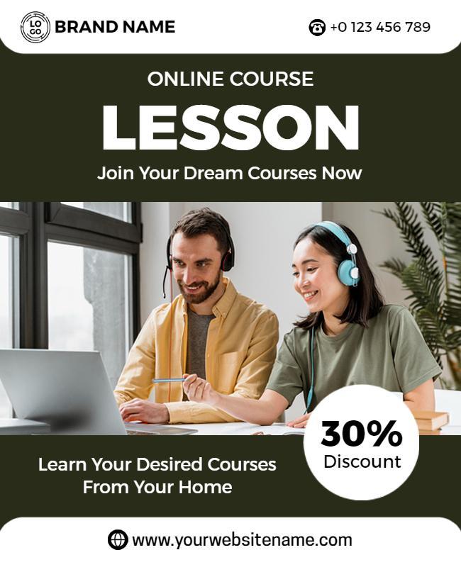 Modern Green Online Course Learning Poster Template