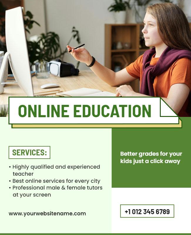 Modern Green Online Education Services Poster Template