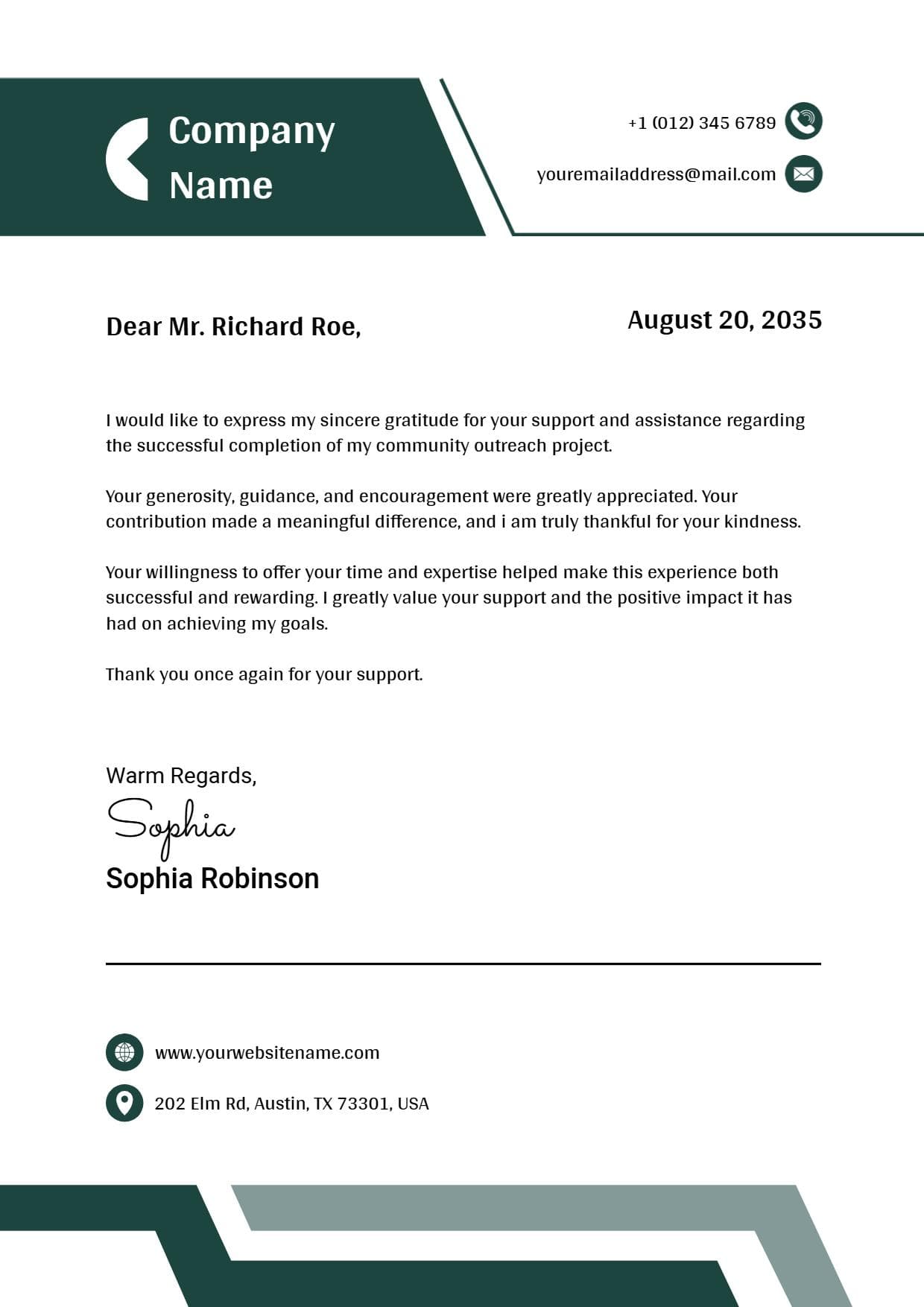 Modern Green Personal Letterhead Template