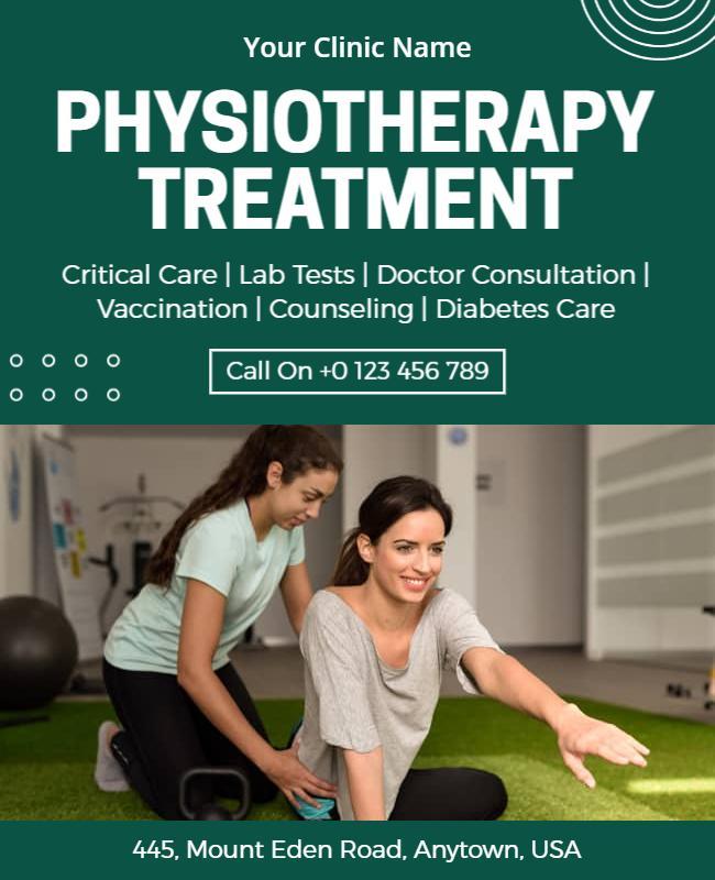 Modern Green Physiotherapy Treatment Clinic Flyer Template