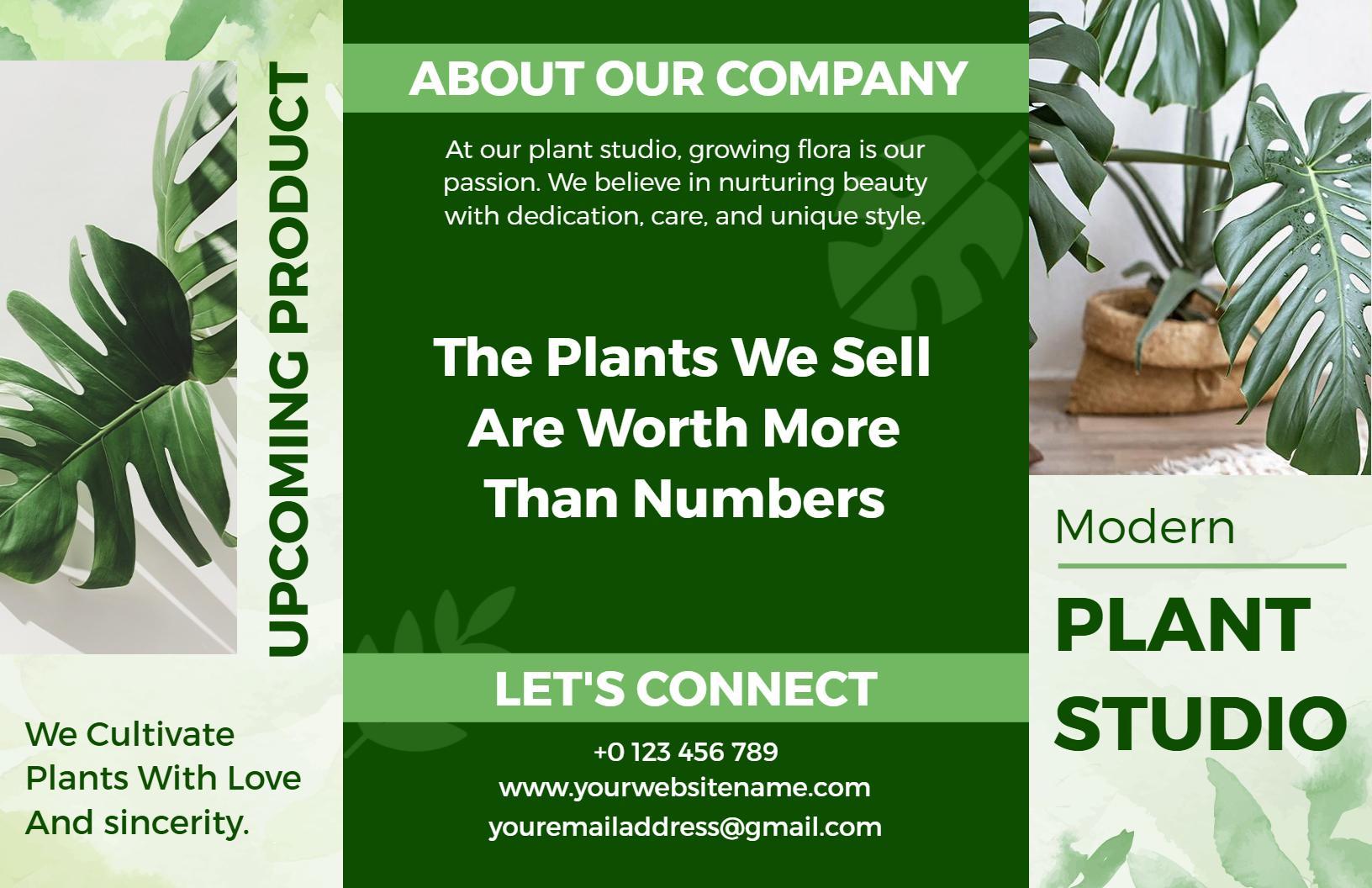 Modern Green Plant Studio Services and Team Brochure Template