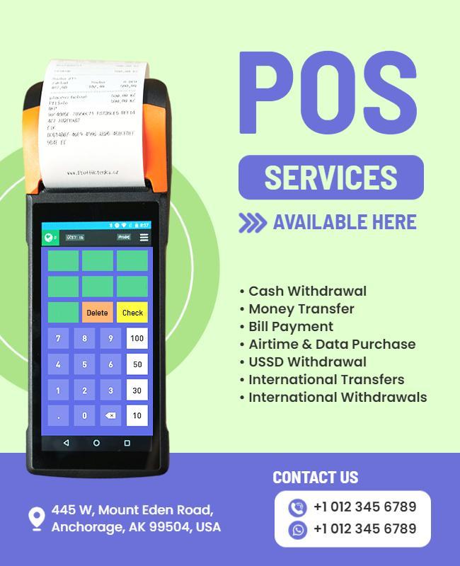 Modern Green POS Services Availability Poster Template